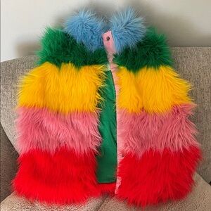 Mini Boden Multicolor Faux Fur Kids Jacket